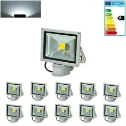 ECD Germany 10 X Projecteur LED 20W - Avec Capteur De Mouvement - 1200...