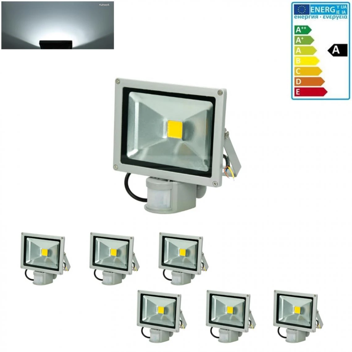 ECD Germany 6 X Projecteur LED 20W - Avec Capteur De Mouvement - 1200 ... 1 ECD Germany 6 X Projecteur LED 20W - Avec Capteur De Mouvement - 1200 ...