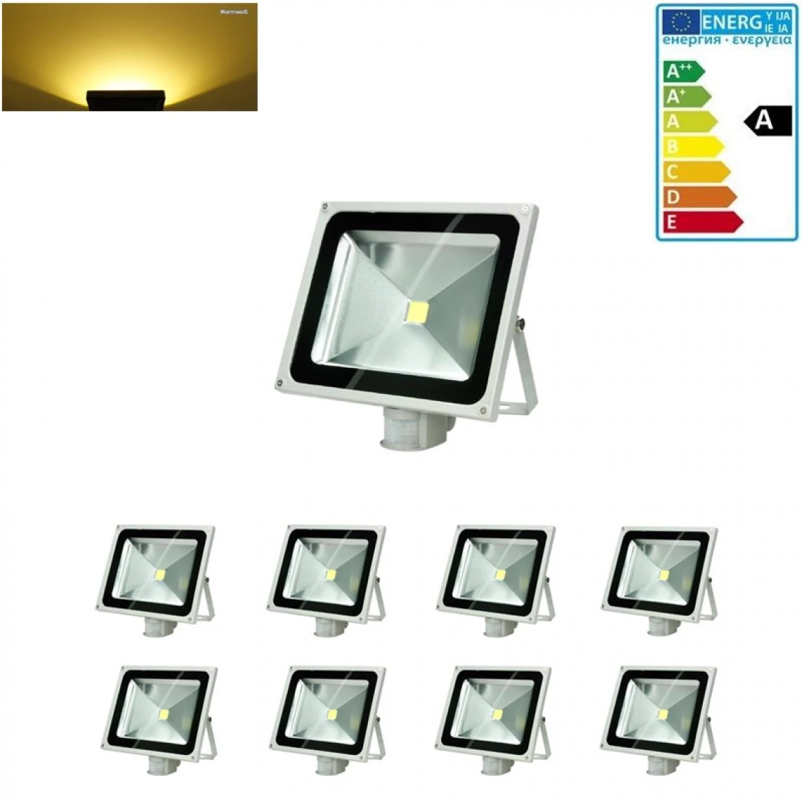 ECD Germany 8 Pack Projecteur à LED 50W Avec Détecteur De Mouvement ... 1 ECD Germany 8 Pack Projecteur à LED 50W Avec Détecteur De Mouvement ...