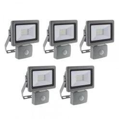 Elexity Lot De 5 Projecteurs LED 20W Gris - Avec Détecteur De Mouvement - IP4...