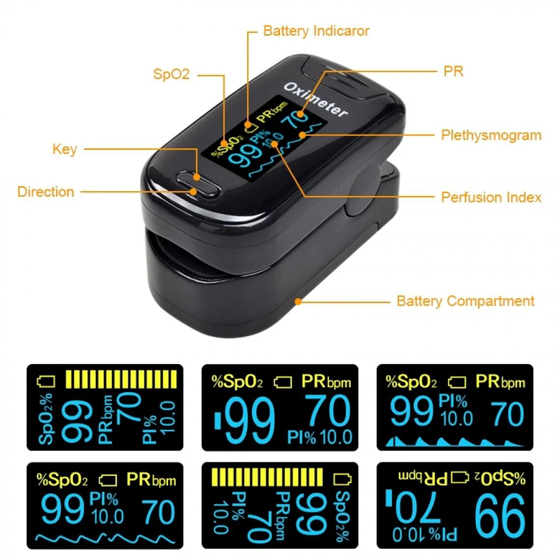 Wewoo Tensiomètre Oxymètre De Pouls à Saturation En Oxygène Au Bout Des ... 2 Wewoo Tensiomètre Oxymètre De Pouls à Saturation En Oxygène Au Bout Des ... – Image 2